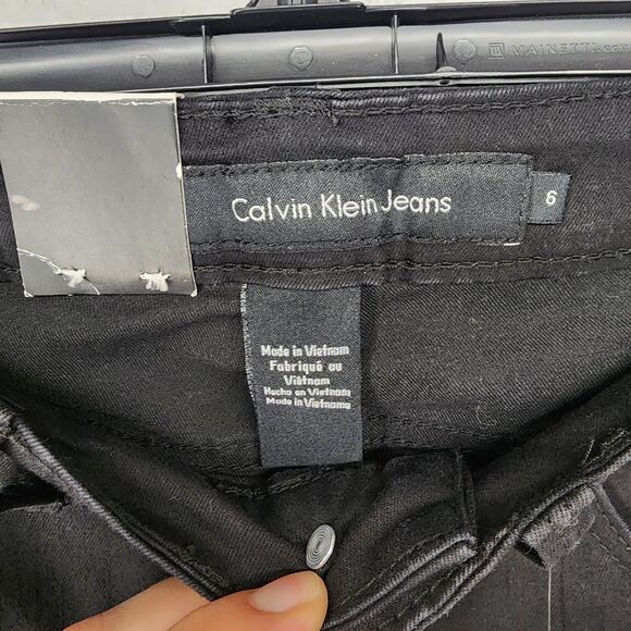 Calvin Klein Black Denim Straight Leg Power Stretch Jeans Size 6 NWT *Flaw* - Picture 5 of 10